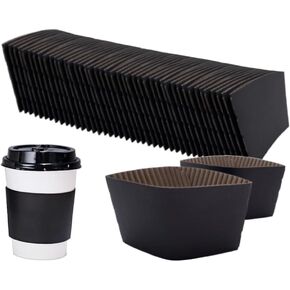 EchoDone 8 oz Disposable Coffee Cup Sleeves for Hot Drinks Paper Corrugated Cup Jackets 200 Count Fit for 80mm Diameter Cups 270ml or 330ml