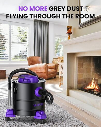 Ash Vacuum for Pellet Stoves: 5.2 Gallon Fireplace Ash Vac with 1200w Powerful Suction & Wheeled Base - Ash Vacuum Cleaner for Fireplaces, Pellet Grill, Wood Stove, Fire Pits (Blue) in Saudi Arabia