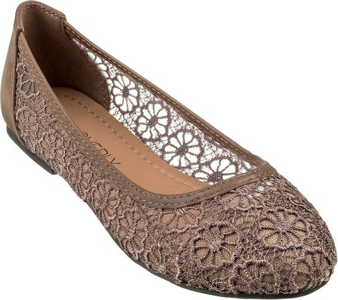 Women's Ballet Shoe Floral Breathable Crochet Lace Ballet Flats (7 M US, Red) in Saudi Arabia