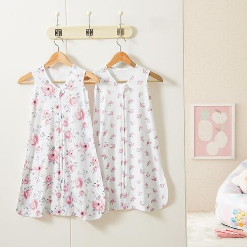 PHF 70% Rayon Derived from Bamboo and 30% Cotton Baby Sleep Sacks 0-6 Months, Baby Sleeping Bag 2-Way Zipper, 2 Pack 0.5 TOG Soft and Breathable Wearable Blanket for Baby Boys Small Size, Dinosaur in Kuwait