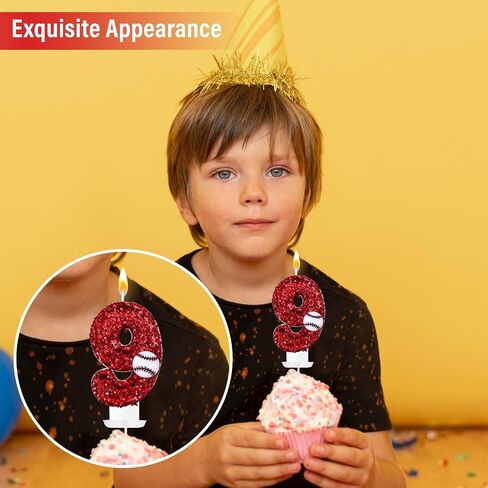 Baseball Number Candles, Birthday Cake Topper Decoration red Number 1, Suitable for Birthday Parties, Baseball Theme Parties and Anniversary Celebration Party Decorations (Number 1) in Saudi Arabia