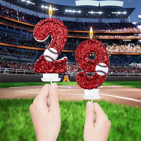 Baseball Number Candles, Birthday Cake Topper Decoration red Number 1, Suitable for Birthday Parties, Baseball Theme Parties and Anniversary Celebration Party Decorations (Number 1) in Saudi Arabia