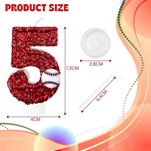 Baseball Number Candles, Birthday Cake Topper Decoration red Number 1, Suitable for Birthday Parties, Baseball Theme Parties and Anniversary Celebration Party Decorations (Number 1) in Saudi Arabia