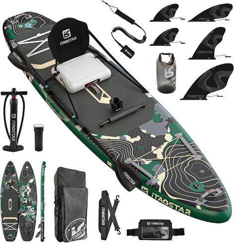 Adventure 12’×35" Extra Wide Paddle Board with Seat, One-Stop Premium SUP Board Accessories, Tailored 5 Fins, Stable Inflatable Stand Up Paddle Boards for Youth/Adults of All Skill Levels in Saudi Arabia