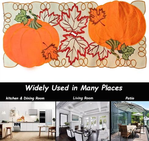 AMZALI Fall Table Runner Cutwork Embroidered Maple Leaves Dresser Scarf Harvest Table Topper for Thanksgiving's Day Home Holiday Party Decoration Runner 14"x 36" in Saudi Arabia