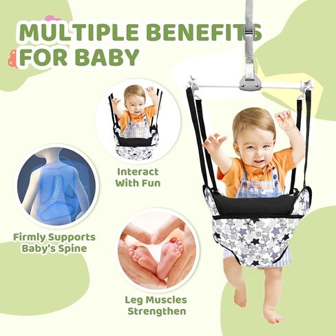 سترة باب للأطفال مع حزام ومقعد قابلين للتعديل، هدية مثالية للرضع، باللون الأسود in Kuwait