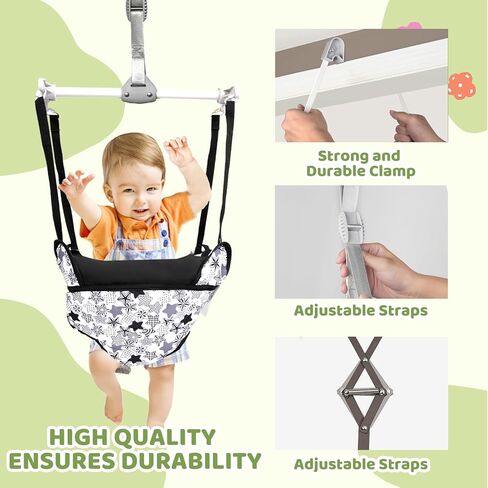 سترة باب للأطفال مع حزام ومقعد قابلين للتعديل، هدية مثالية للرضع، باللون الأسود in Kuwait