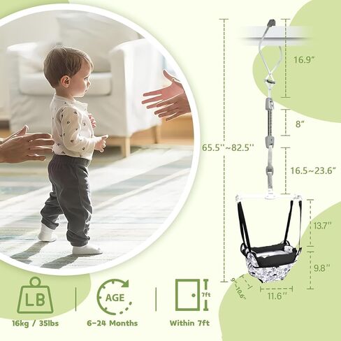 سترة باب للأطفال مع حزام ومقعد قابلين للتعديل، هدية مثالية للرضع، باللون الأسود in Kuwait