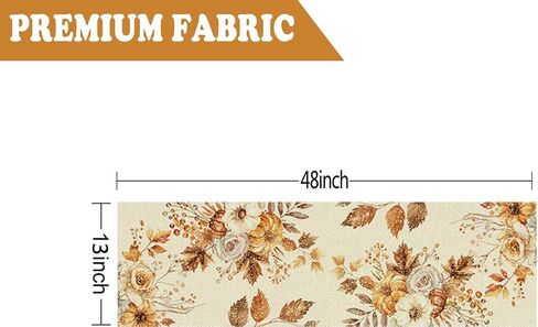 Fall Table Runner Pumpkin Floral Leaves Glitter Table Decorations Seasonal Autumn Harvest Kitchen Dining Table Indoor Outdoor Party Supplies 13x72 Inch in Saudi Arabia