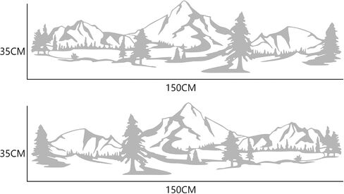 59" Mountain Forest Graphic Car Sticker for SUV Off-Road Truck Camper Transporter Decoration Body Side Door Universal Waterproof Vinyl Decal Accessories (2PCS) (Black) in Saudi Arabia