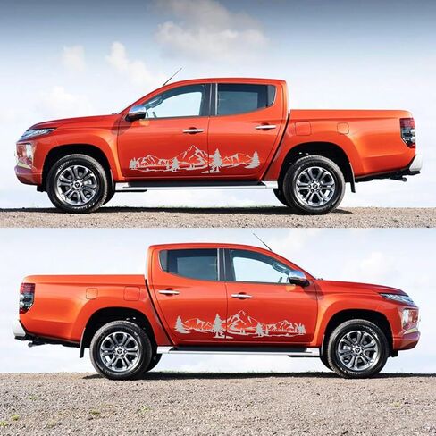 59" Mountain Forest Graphic Car Sticker for SUV Off-Road Truck Camper Transporter Decoration Body Side Door Universal Waterproof Vinyl Decal Accessories (2PCS) (Black) in Saudi Arabia