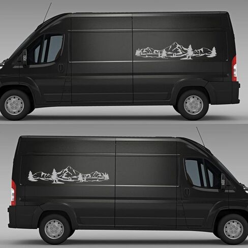 59" Mountain Forest Graphic Car Sticker for SUV Off-Road Truck Camper Transporter Decoration Body Side Door Universal Waterproof Vinyl Decal Accessories (2PCS) (Black) in Saudi Arabia