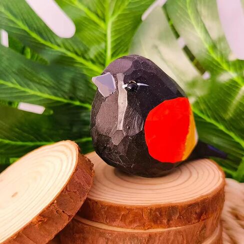 Solid Wood Handcarving Northern Cardinal Birds Statue Wooden Bird Figurine Handpainted 3D Animal Figurine Hand-Made Home Office Decoration (Male and Female) in Saudi Arabia
