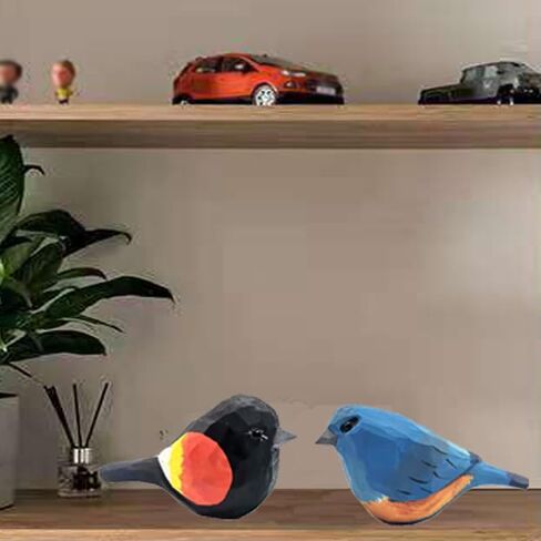 Solid Wood Handcarving Northern Cardinal Birds Statue Wooden Bird Figurine Handpainted 3D Animal Figurine Hand-Made Home Office Decoration (Male and Female) in Saudi Arabia