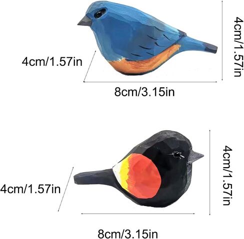 Solid Wood Handcarving Northern Cardinal Birds Statue Wooden Bird Figurine Handpainted 3D Animal Figurine Hand-Made Home Office Decoration (Male and Female) in Saudi Arabia