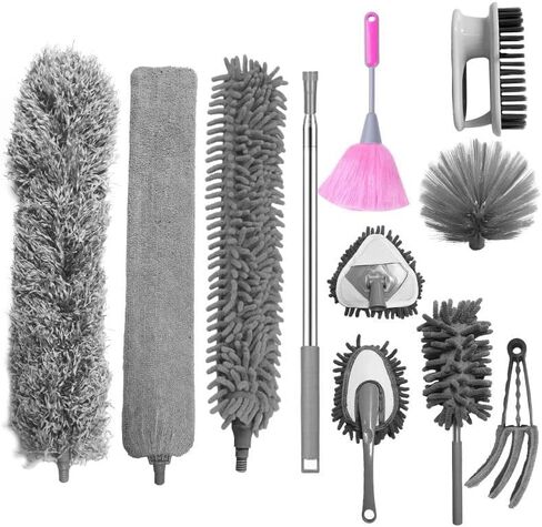 Dusters for Cleaning, 7Pcs Microfiber Duster with Extension Pole Up to 100Inches, Machine Washable Ceiling Fan Cleaner Duster for Cleaning Cobweb, Blinds, Furniture in Saudi Arabia