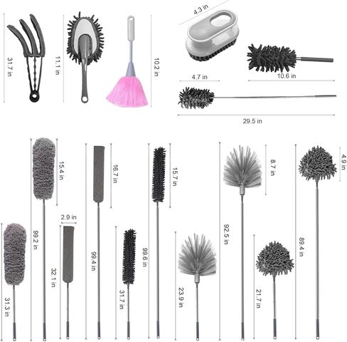 Dusters for Cleaning, 7Pcs Microfiber Duster with Extension Pole Up to 100Inches, Machine Washable Ceiling Fan Cleaner Duster for Cleaning Cobweb, Blinds, Furniture in Saudi Arabia