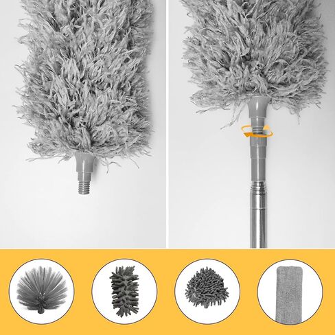 Dusters for Cleaning, 7Pcs Microfiber Duster with Extension Pole Up to 100Inches, Machine Washable Ceiling Fan Cleaner Duster for Cleaning Cobweb, Blinds, Furniture in Saudi Arabia