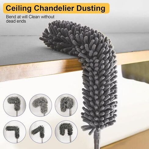 Dusters for Cleaning, 7Pcs Microfiber Duster with Extension Pole Up to 100Inches, Machine Washable Ceiling Fan Cleaner Duster for Cleaning Cobweb, Blinds, Furniture in Saudi Arabia