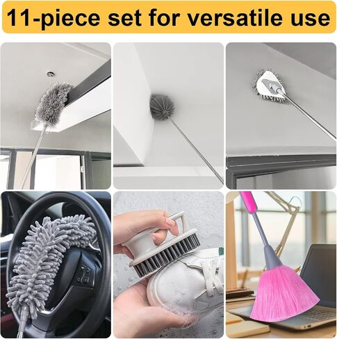 Dusters for Cleaning, 7Pcs Microfiber Duster with Extension Pole Up to 100Inches, Machine Washable Ceiling Fan Cleaner Duster for Cleaning Cobweb, Blinds, Furniture in Saudi Arabia