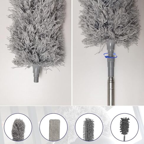 Dusters for Cleaning, 7Pcs Microfiber Duster with Extension Pole Up to 100Inches, Machine Washable Ceiling Fan Cleaner Duster for Cleaning Cobweb, Blinds, Furniture in Saudi Arabia
