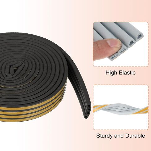 uxcell 65 Ft Weather Stripping Seal Strip for Doors/Window, 5/16 Inch x 3/8 Inch Self Adhesive D Type Foam Sealing Tape, Soundproofing Door Seal Strip Brown in Saudi Arabia