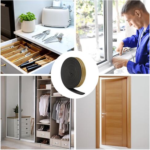 uxcell 65 Ft Weather Stripping Seal Strip for Doors/Window, 5/16 Inch x 3/8 Inch Self Adhesive D Type Foam Sealing Tape, Soundproofing Door Seal Strip Brown in Saudi Arabia