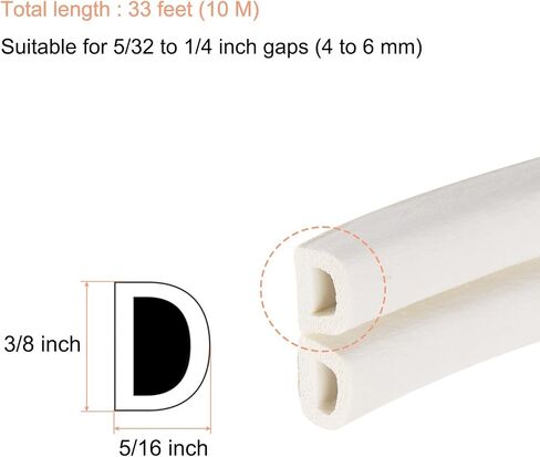 uxcell 65 Ft Weather Stripping Seal Strip for Doors/Window, 5/16 Inch x 3/8 Inch Self Adhesive D Type Foam Sealing Tape, Soundproofing Door Seal Strip Brown in Saudi Arabia
