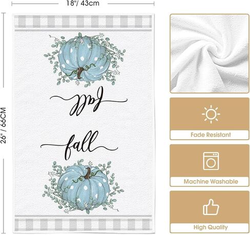 Artoid Mode Orange Buffalo Plaid Polka Dot Pumpkin Fall Kitchen Towels Dish Towels, 18x26 Inch Farmhouse Eucalyptus Leaves Decoration Hand Towels Set of 4 in Saudi Arabia
