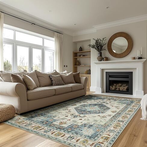 Area Rugs for Living Room, Area Rugs 6x9 for Bedroom, Comfortable and Soft Fabric, TPR Non-Slip Backing, Sturdy Sewn Edges, 6 x 9 Large Washable Carpet in Saudi Arabia