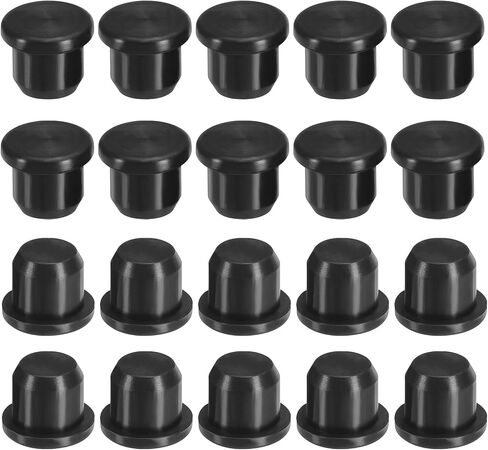 PATIKIL Silicone T-Hole Stoppers 6.3mm/0.25inch, 20 Pack Soft Flexible Plug End Cover Caps Waterproof Bottle Seal Plug for Cable Gland Hole, Black in Saudi Arabia