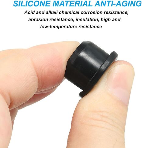 PATIKIL Silicone T-Hole Stoppers 6.3mm/0.25inch, 20 Pack Soft Flexible Plug End Cover Caps Waterproof Bottle Seal Plug for Cable Gland Hole, Black in Saudi Arabia