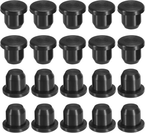 PATIKIL Silicone T-Hole Stoppers 6.3mm/0.25inch, 20 Pack Soft Flexible Plug End Cover Caps Waterproof Bottle Seal Plug for Cable Gland Hole, Black in Saudi Arabia