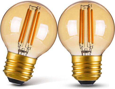 Genixgreen Dimmable E26 Amber LED Bulb Small Edison Light Bulb 25 Watt Equal 3W,G16.5/G50 Antique Globe Spiral Filament Bulb for Vanity Outdoor Light Strings,Soft White 2200K,180LM,2 Pack in Saudi Arabia