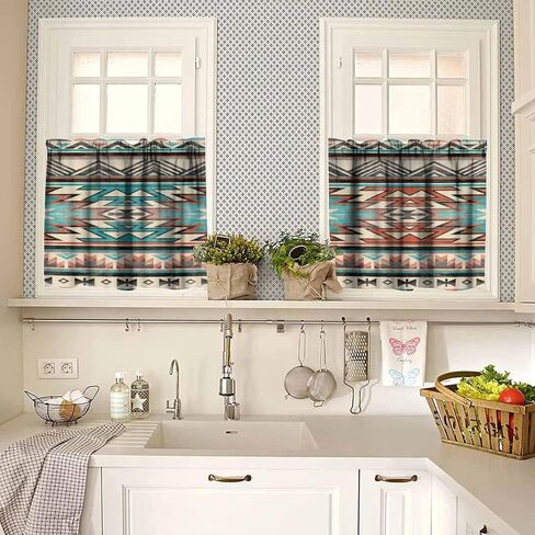Aztec Valance Curtain for Kitchen, Window Treatment Southwestern Tribal Navajo Native American Farm Style Patterm Rod Pocket Drapes for Kitchen Batroom Office Deocr 54x18inch in Saudi Arabia
