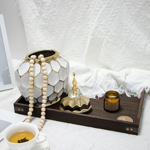 Decorative Ceramic Jar with Lid, Ginger Jar Design, Gold and White, (Large) in Saudi Arabia