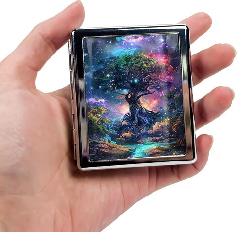 Cute Travel Pill Box Organizer with 8 Compartments - Compact and Fashionable Pill Case with Mirror - Ideal for Medications (Mushroom Fantasy) in Saudi Arabia