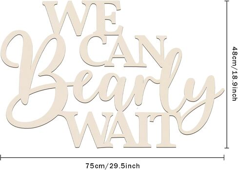 We Can Bearly Wait Sign Baby Shower Decorations, Large Wooden Banner We Can Bearly Wait Sign for Backdrop Gender Reveal Party Girl Boy Baby Bear Theme Party Decoration in Kuwait
