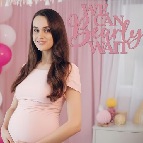We Can Bearly Wait Sign Baby Shower Decorations, Large Wooden Banner We Can Bearly Wait Sign for Backdrop Gender Reveal Party Girl Boy Baby Bear Theme Party Decoration in Kuwait
