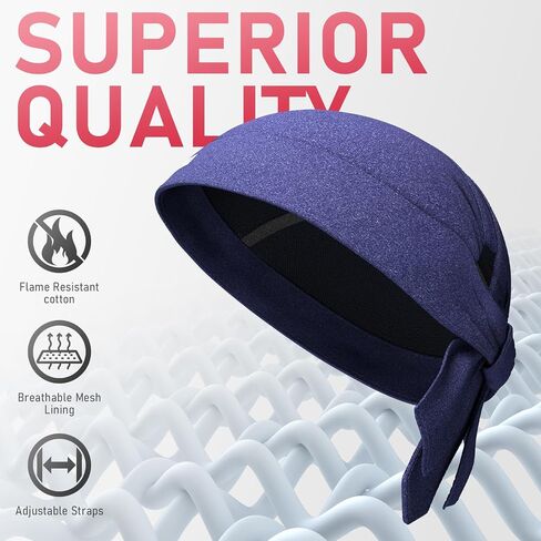 YESWELDER Welding Cap, Flame-Resistant Protective Welders Cap, Black Welding Hat for Men and Women, Doo Rag Bandana Hat (2Pcs) in Saudi Arabia