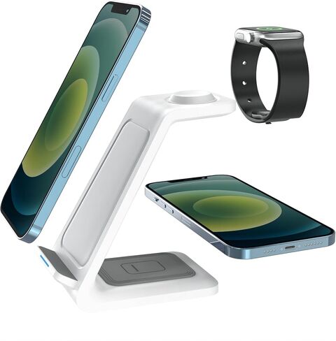 Wireless Charger for Samsung Phones,3 in 1 Wireless Charger for Mobile Phones Watches and Airpods,Simply Put Down The Device to Quickly Charge（Black） in Saudi Arabia