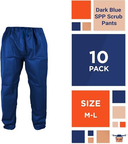 EZGOODZ Disposable Scrub Pants. SPP Disposable Pants Medical with Drawstring Tie Waist, 2 Pockets in Kuwait