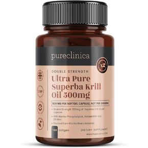 Ultra Pure Krill Oil 500mg x 240 Capsules (2 Bottles) - Sourced in The Unpolluted Waters of Antarctic Providing a Rich Supply of Astaxanthin, Omega 3, and Vitamin D