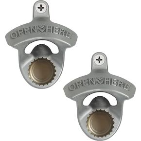 Magnetic Beer Opener Wall Mounted Black, Post Mounted Bottle Top Opener with Magnets for Beer Sodas (2 PCS)