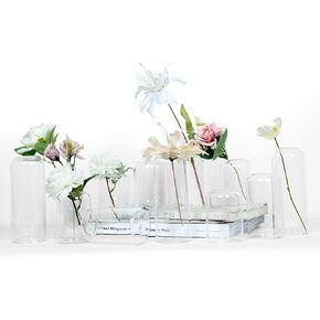 Clear Glass Bud Vase Set of 12 Pcs, Small Glass Vases in Bulk Mini Glass Vintage Vases for Centerpiece Rustic Wedding Table Decoration