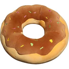 Round Donut Pillow 16 Inch, Soft Decorative 3D Print Seat Pad Cushion, Comfortable Plush Funny Cute Food Shaped Stuffed Throw Pillow for Adult Kids Couch Floor Chair Sofa Office-Pink Sugar