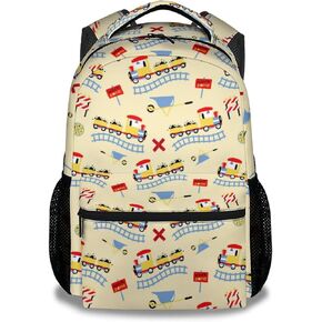 Train School Backpack for Boys Girls, 16 Inch Blue Backpacks for Kids 6-12 Years, Lightweight Cartoon Bookbag for Travel