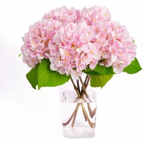 5pcs Realistic Fake Blue Flowers Artificial Silk Hydrangea Flowers Artificial Flowers Faux Hydrangea Stems for Bouquets Home Table Centerpieces Outdoor Wedding Office Family Party Decoration