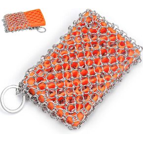 [Dual-use] Cast Iron Scrubber Cleaner - 316 SS Chain Mail Scrubber | Detachable Chainmail Scrubber - Cast Iron Pan Pot Skillet Scrubber - Metal Scrub Pad Cleaning Kit to Clean Cast Iron,Dutch Oven,Wok