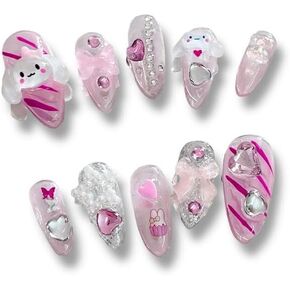 Anime Press on Nails Kawaii Press on Nails Kuromi Press on Nails pochacco Press on Nails Anime 3D Nail Decal Anime Press on Nails Nana (BLKKIT)